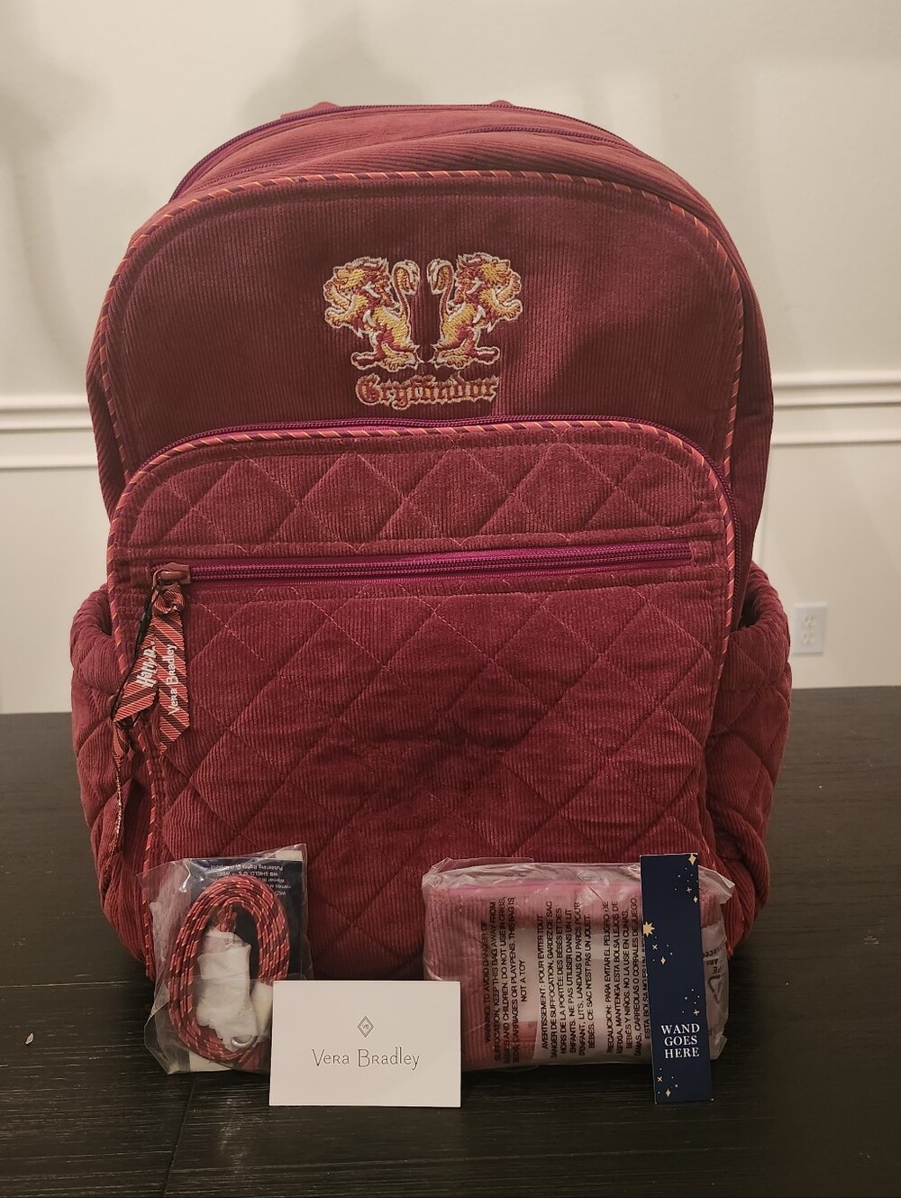 Vera Bradley Harry Potter Griffindor Backpack, ID case, and Lanyard Set
